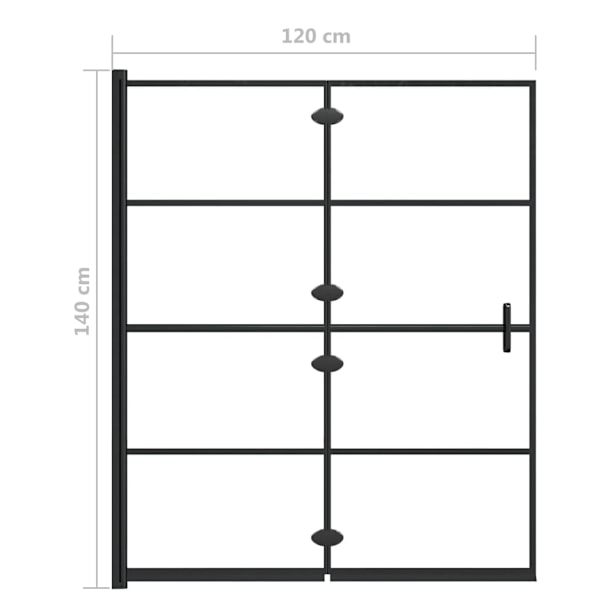 vidaXL Duschvägg fällbar ESG 120x140 cm svart