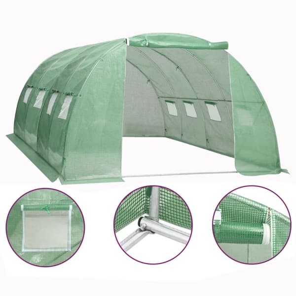 vidaXL Växthus 16 m² 4x4x2 m Grön