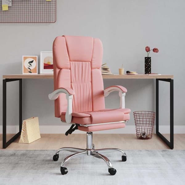 vidaXL Kontorsstol rosa konstläder Rosa
