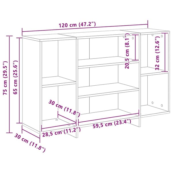 vidaXL Skänk vit 120x30x75 cm konstruerat trä Vit