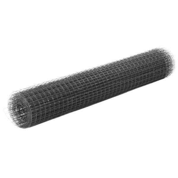 vidaXL Hönsnät stål med PVC-beläggning 10x1 m grå grå