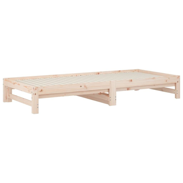vidaXL Utdragbar dagbädd 2x(90x200) cm massiv furu Brun