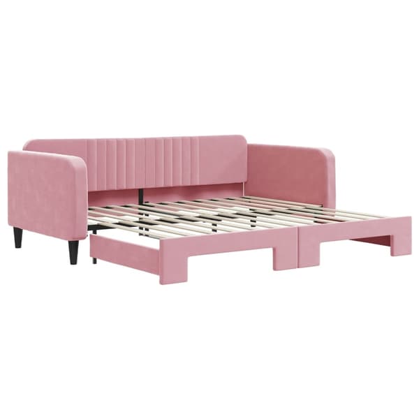 vidaXL Dagbädd utdragbar rosa 100x200 cm sammet Rosa