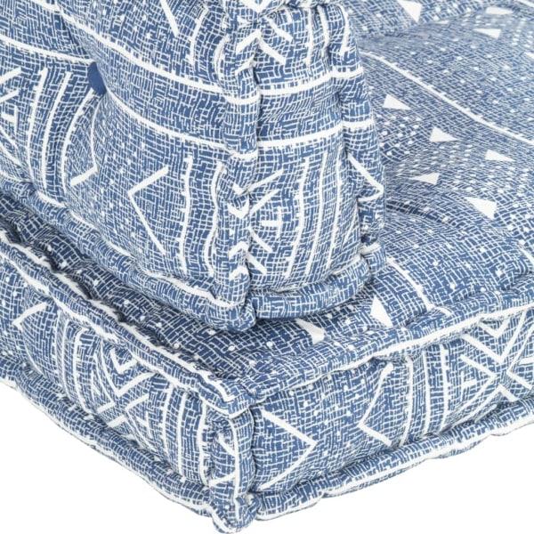 vidaXL Dyna till pallsoffa indigo tyg lappmönster Blå