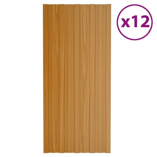 vidaXL Takprofiler 12 st galvaniserat stål  ljust trä 100x45 cm Light wood