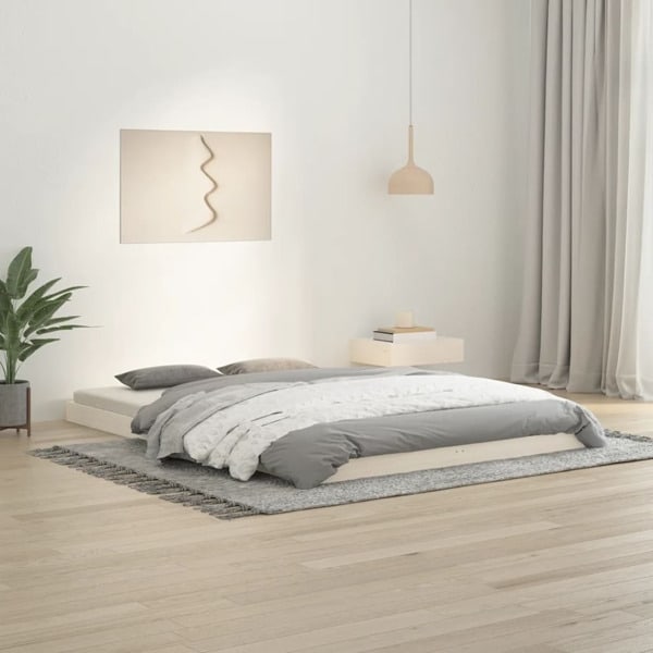 vidaXL Sängram vit 140x200 cm massiv furu Vit