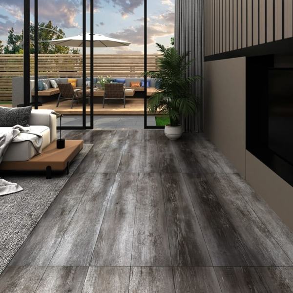 vidaXL Självhäftande PVC-golvplankor 5,21 m² 2 mm randigt trä Brun