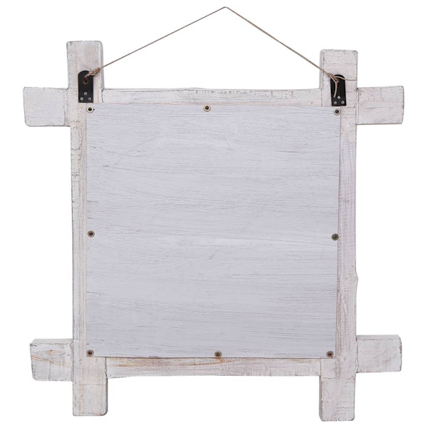 vidaXL Väggspegel vit 70x70 cm massivt återvunnet trä Vit