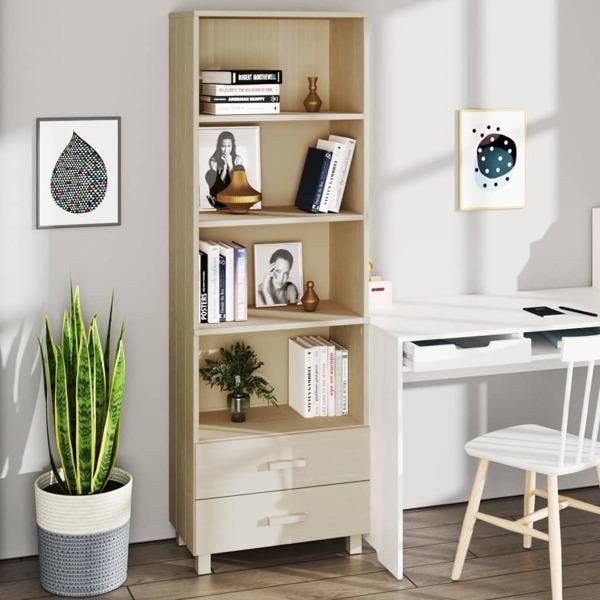 vidaXL Högskåp HAMAR honungsbrun 60x35x180 cm massiv furu Brun