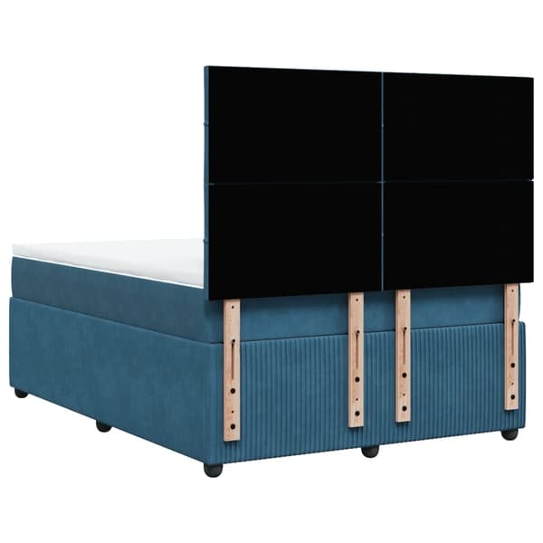 vidaXL Ramsäng med madrass mörkblå 140x190 cm sammet Blå