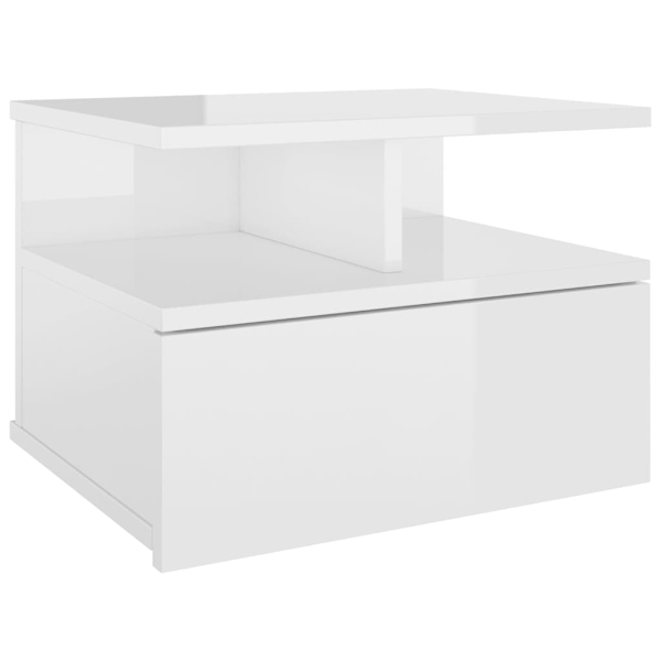 vidaXL Svävande sängbord vit högglans 40x31x27 cm konstruerat trä Vit