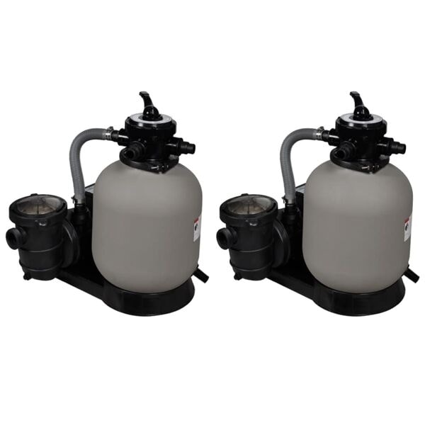 vidaXL Sandfilterpumpar 2 st 600 W 17000 l/tim Grå