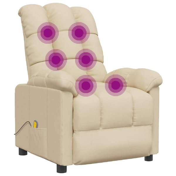 vidaXL Massagefåtölj gräddvit tyg Creme