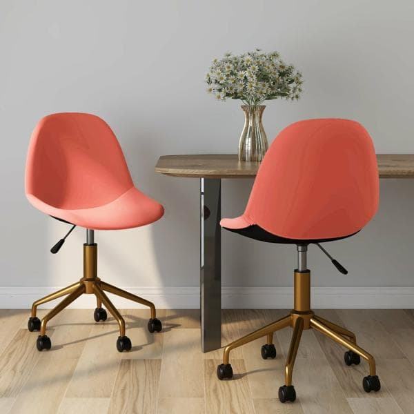 vidaXL Snurrbara matstolar 2 st rosa sammet Rosa
