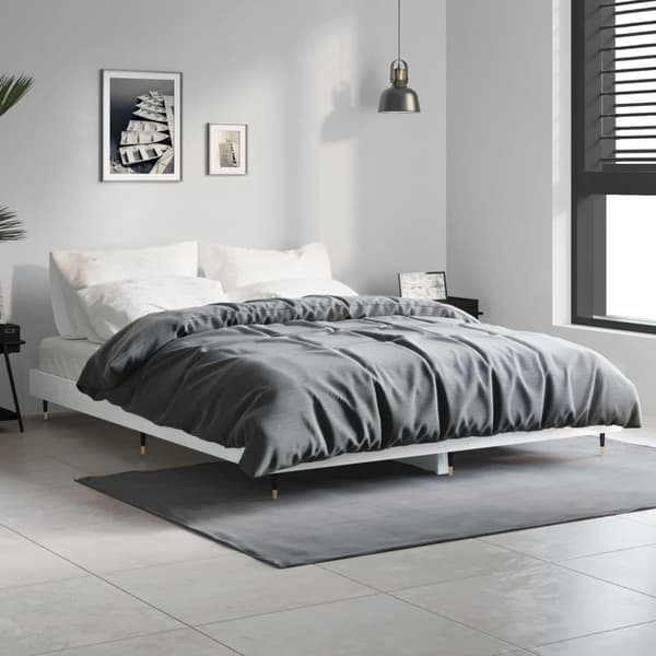 vidaXL Sängram vit högglans 140x190 cm konstruerat trä Vit