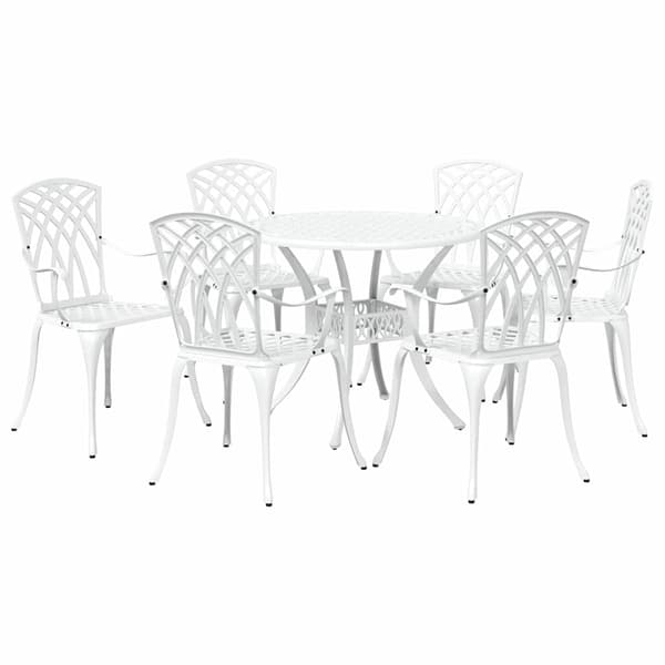 vidaXL Trädgårdsmöbelset 7 pcs Vit Aluminium Vit