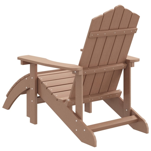 vidaXL Adirondackstol med fotpall HDPE brun Brun
