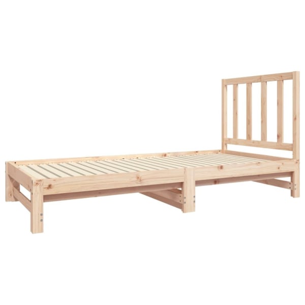 vidaXL Utdragbar dagbädd 2x(90x190) cm massiv furu Brun