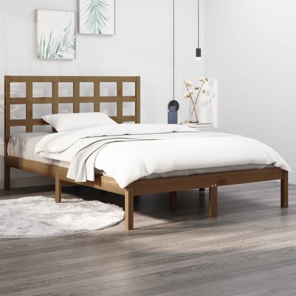 vidaXL Sängram honungsbrun massivt trä 200x200 cm Brun