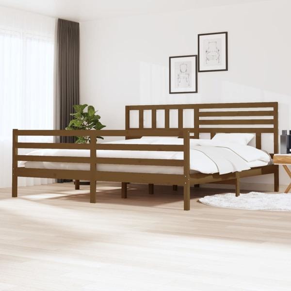 vidaXL Sängram honungsbrun massivt trä 200x200 cm Brun