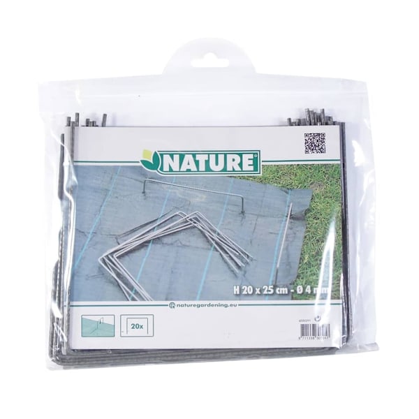 Nature Fästdon för täckväv 20 st 25x20 cm metall 6030391
