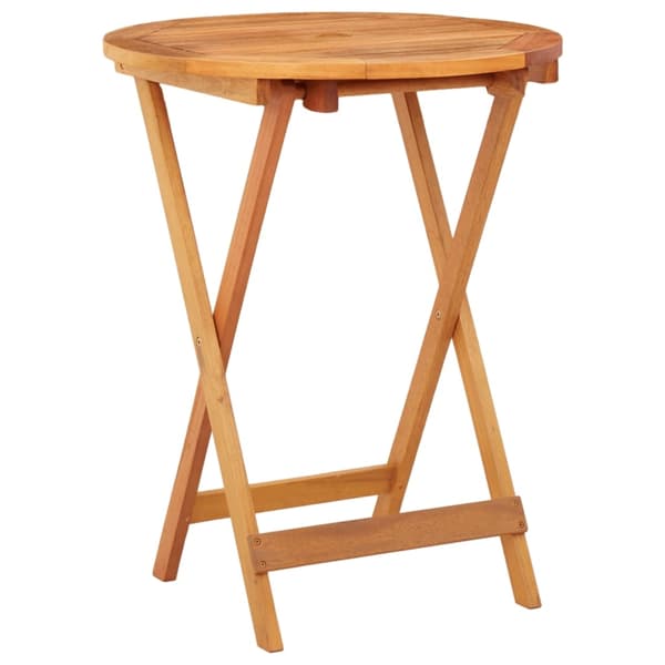 vidaXL Hopfällbart trädgårdsbord Ø60x75 cm massivt eukalyptusträ Brun