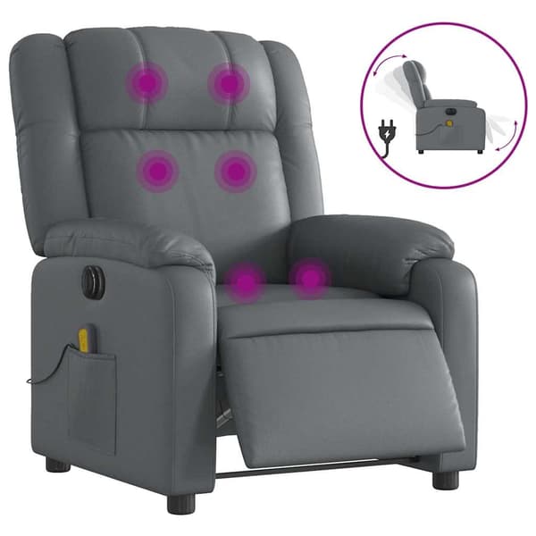 vidaXL Elektrisk massagefåtölj grå konstläder Grå