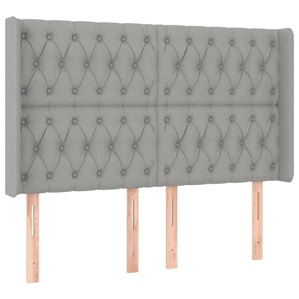 vidaXL Sänggavel LED ljusgrå 147x16x118/128 cm tyg Grå