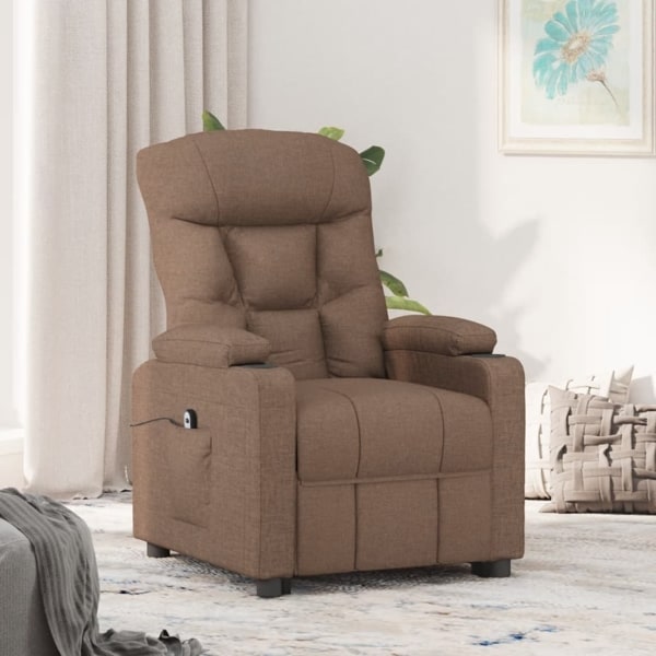 vidaXL Elektrisk reclinerfåtölj Brun tyg Brun
