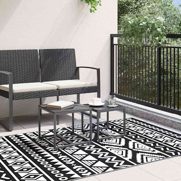 vidaXL Utomhusmatta ARAKIL svart 120x180 cm PP Svart