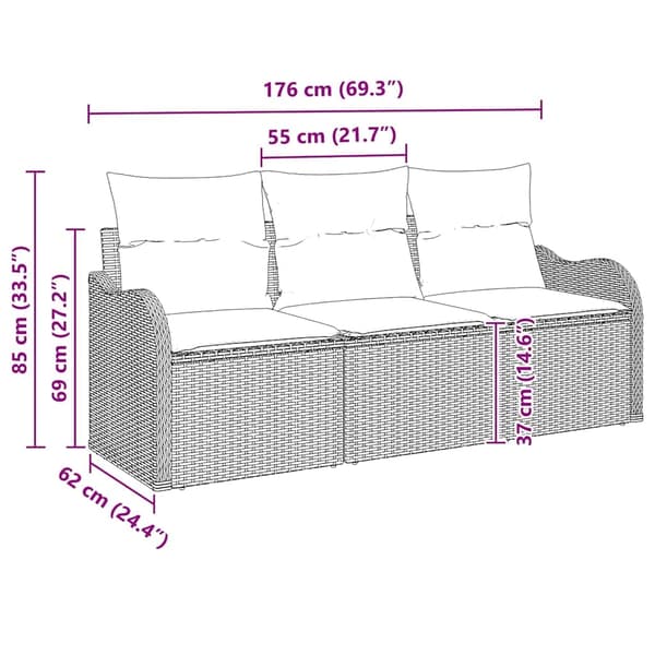 vidaXL Trädgårdsoffset 3 st Beige Poly rattan Beige