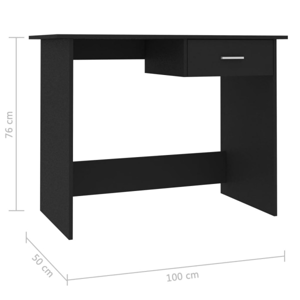 vidaXL Skrivbord svart 100x50x76 cm konstruerat trä Svart
