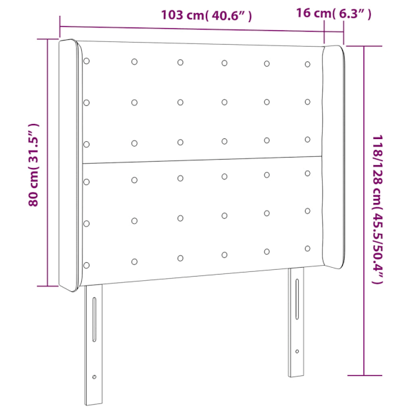 vidaXL Sänggavel LED grå 103x16x118/128 cm konstläder Grå