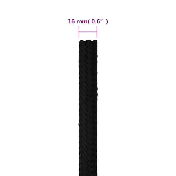 vidaXL Rep svart 16 mm 25 m polyester