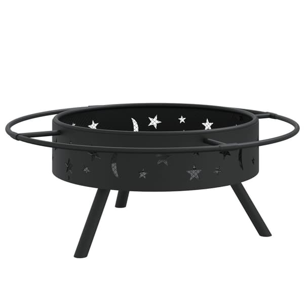 vidaXL Eldstad med eldgaffel 70 cm XXL stål Svart