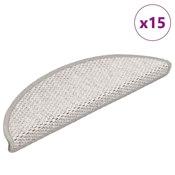 vidaXL Trappstegsmattor självhäftande sisal 15 st 56x17x3 cm gråvit Beige
