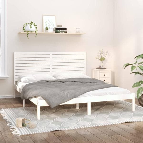 vidaXL Sängram vit massivt trä 180x200 cm Vit