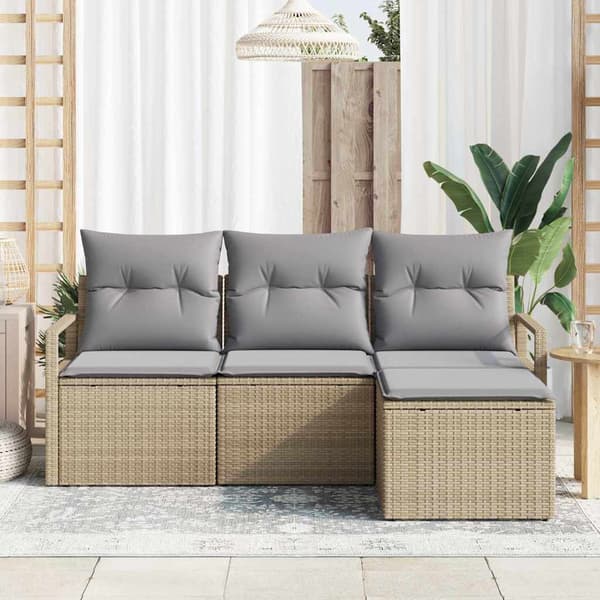 vidaXL Soffset 4 st Beige konstrotting Beige
