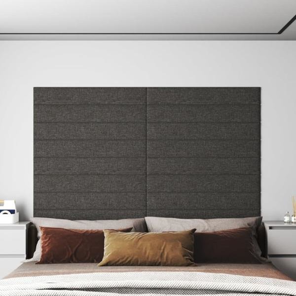 vidaXL Väggpaneler 12 st mörkgrå 90x15 cm tyg 1,62 m² Grå