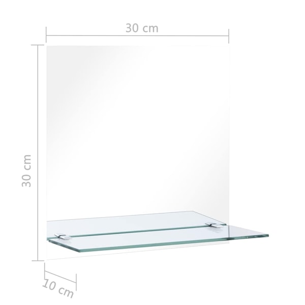 vidaXL Väggspegel med hylla 30x30 cm härdat glas Silver