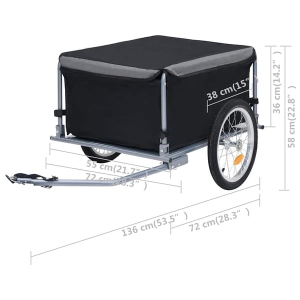 vidaXL Cykelsläp svart och grå 65 kg grå