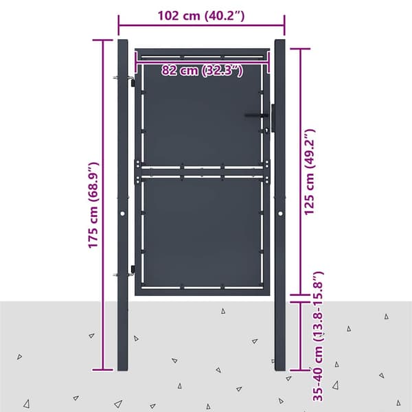 vidaXL Trädgårdsgrind stål 100x125 cm antracit Antracit