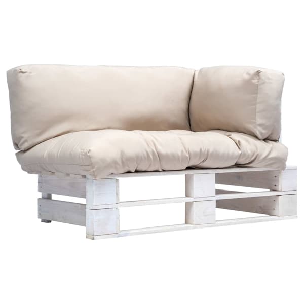 vidaXL Pallsoffa med sandfärgade dynor furu Beige