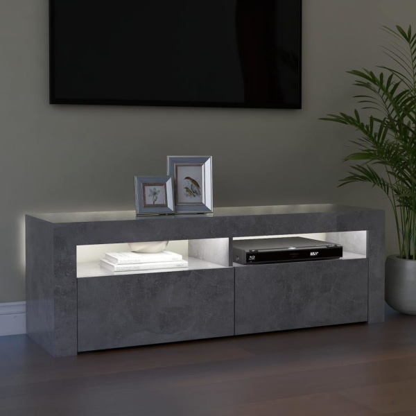 vidaXL TV-bänk med LED-belysning betonggrå 120x35x40 cm grå