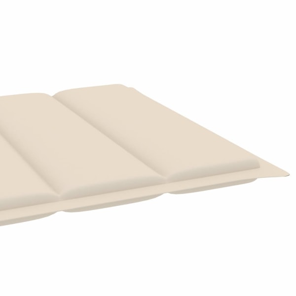 vidaXL Solsäng med bord och dyna massiv teak Creme