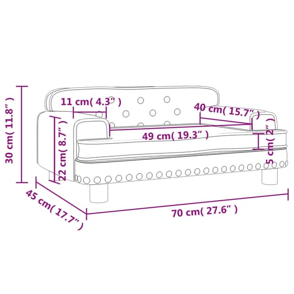 vidaXL Barnsoffa brun 70x45x30 cm sammet Brun