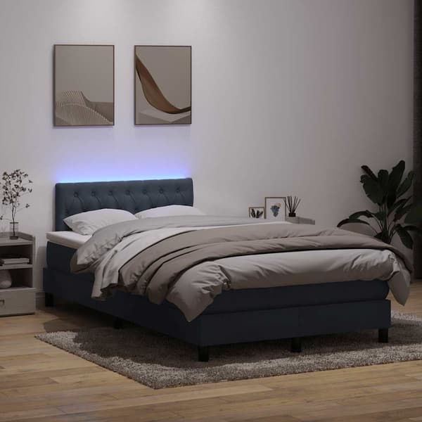 vidaXL Ramsäng med madrass mörkgrå 120x220 cm sammet Grå