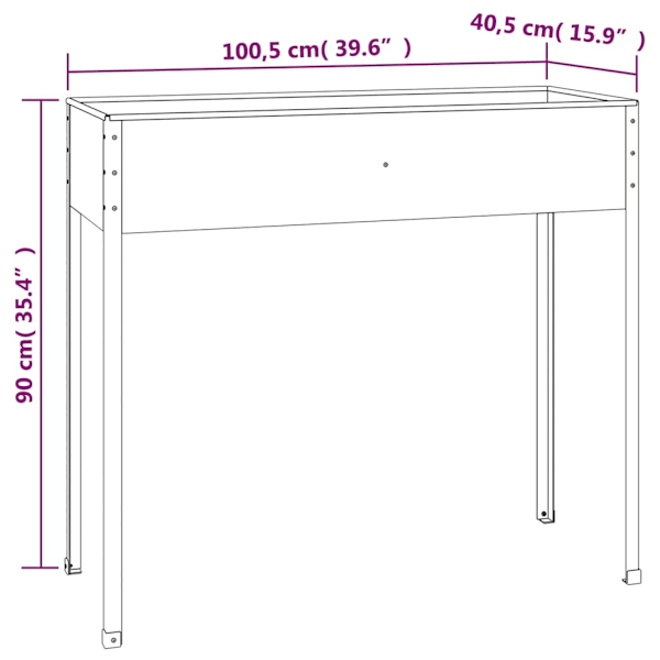 vidaXL Odlingslåda antracit 100,5x40,5x90 cm galvaniserat stål Antracit