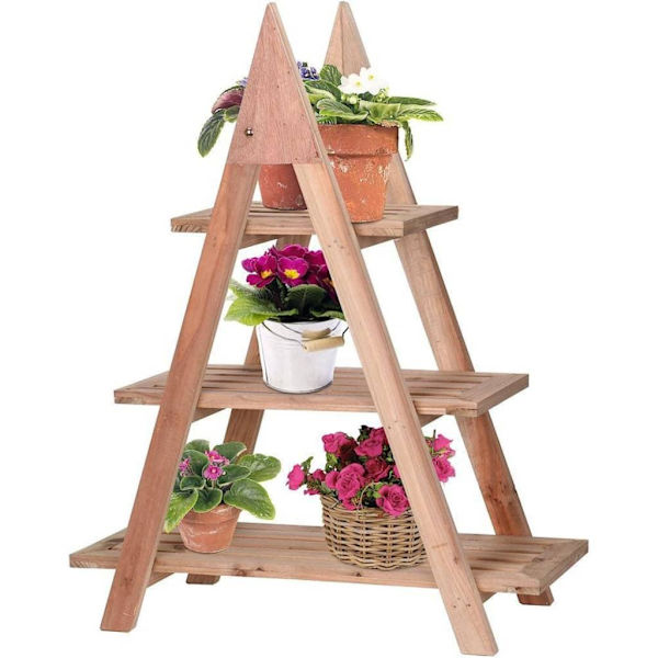 H&S Collection Växtställ med 3 våningar 48x32x79 cm trä Brun