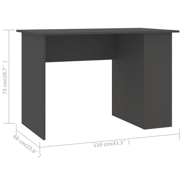 vidaXL Skrivbord grå 110x60x73 cm konstruerat trä grå